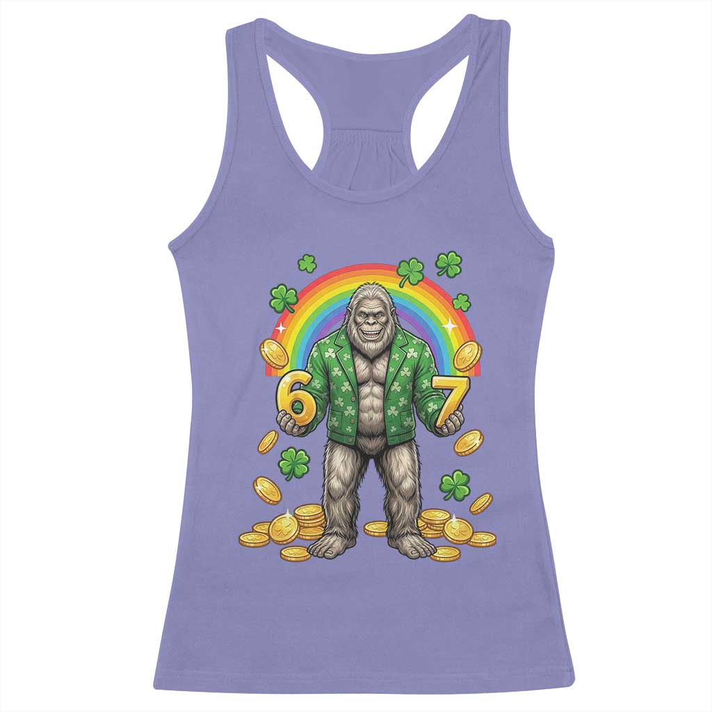 Bigfoot Six Seven Meme Racerback Tank Top Funny St Patricks Day Gift