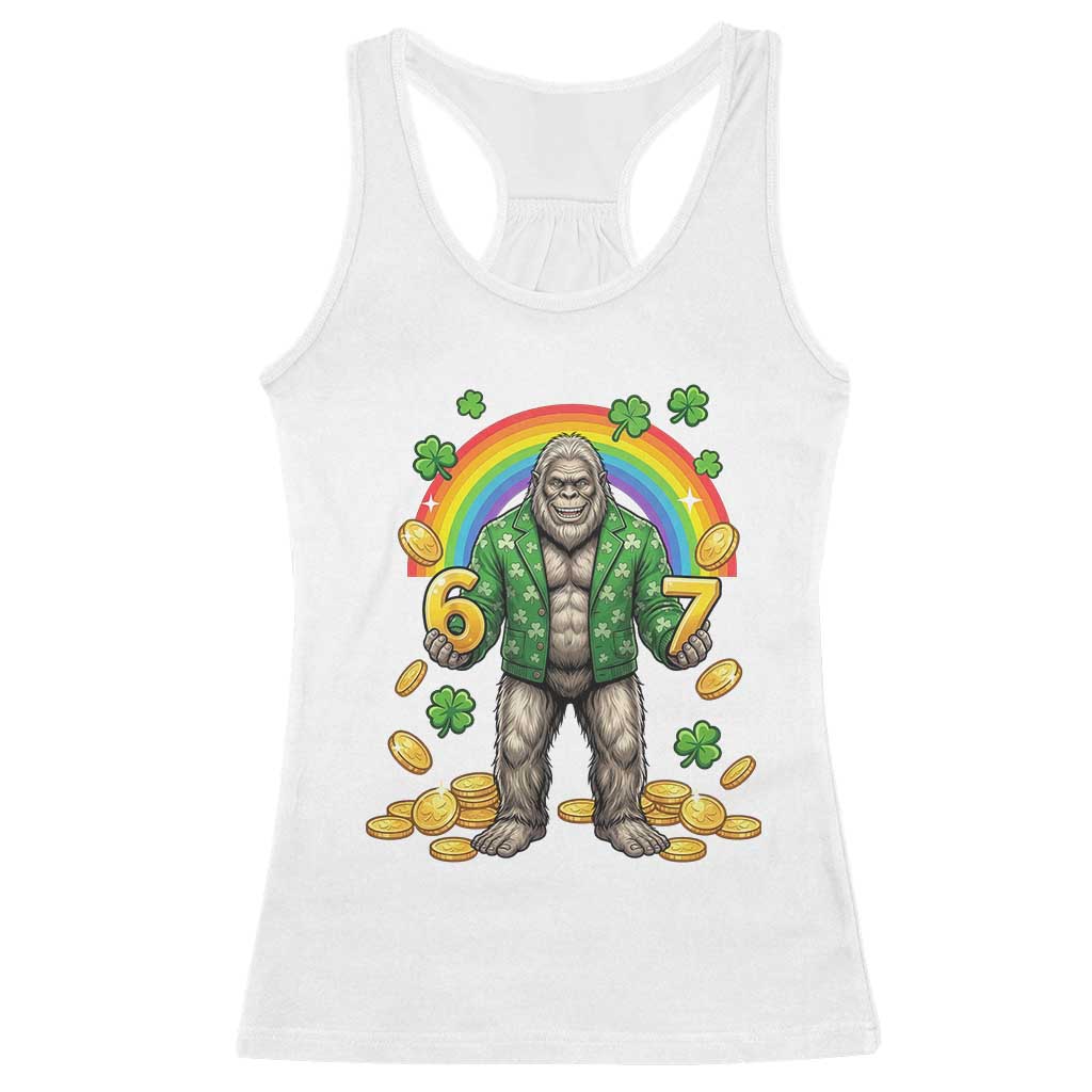 Bigfoot Six Seven Meme Racerback Tank Top Funny St Patricks Day Gift
