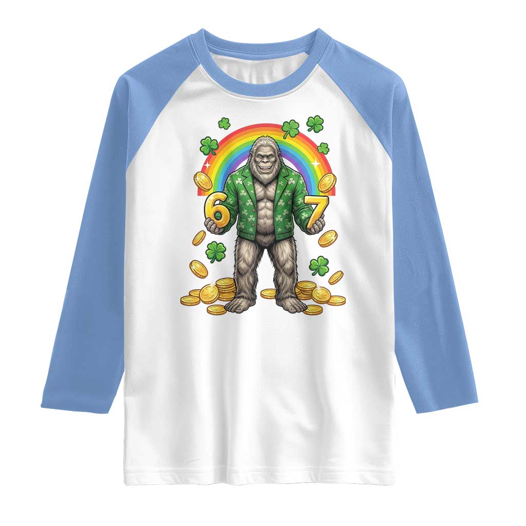 Bigfoot Six Seven Meme Raglan Shirt Funny St Patricks Day Gift