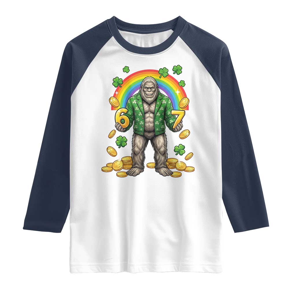 Bigfoot Six Seven Meme Raglan Shirt Funny St Patricks Day Gift