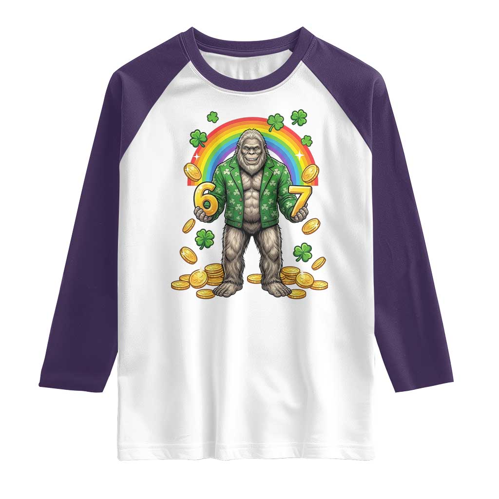 Bigfoot Six Seven Meme Raglan Shirt Funny St Patricks Day Gift