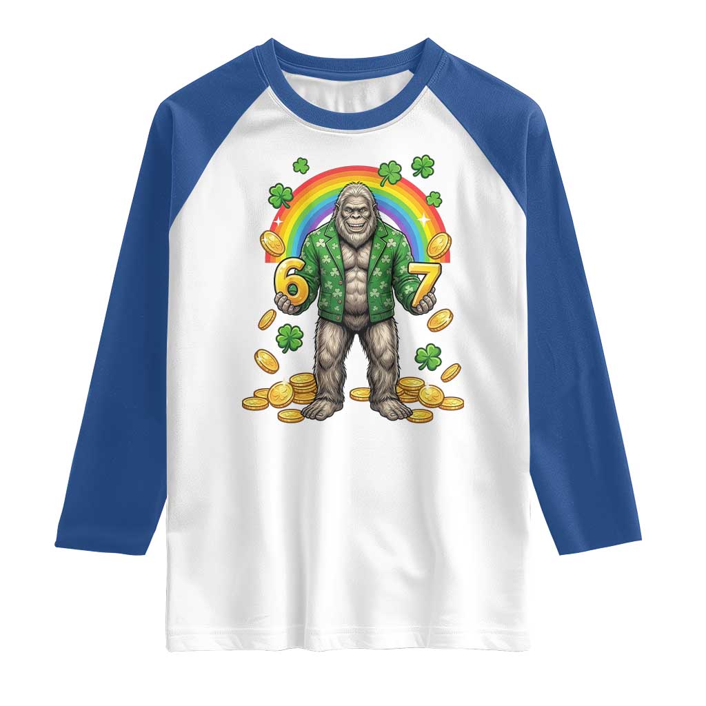 Bigfoot Six Seven Meme Raglan Shirt Funny St Patricks Day Gift