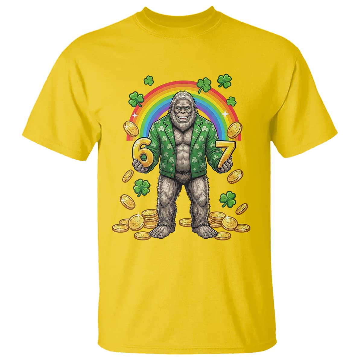 Bigfoot Six Seven Meme T Shirt Funny St Patricks Day Gift