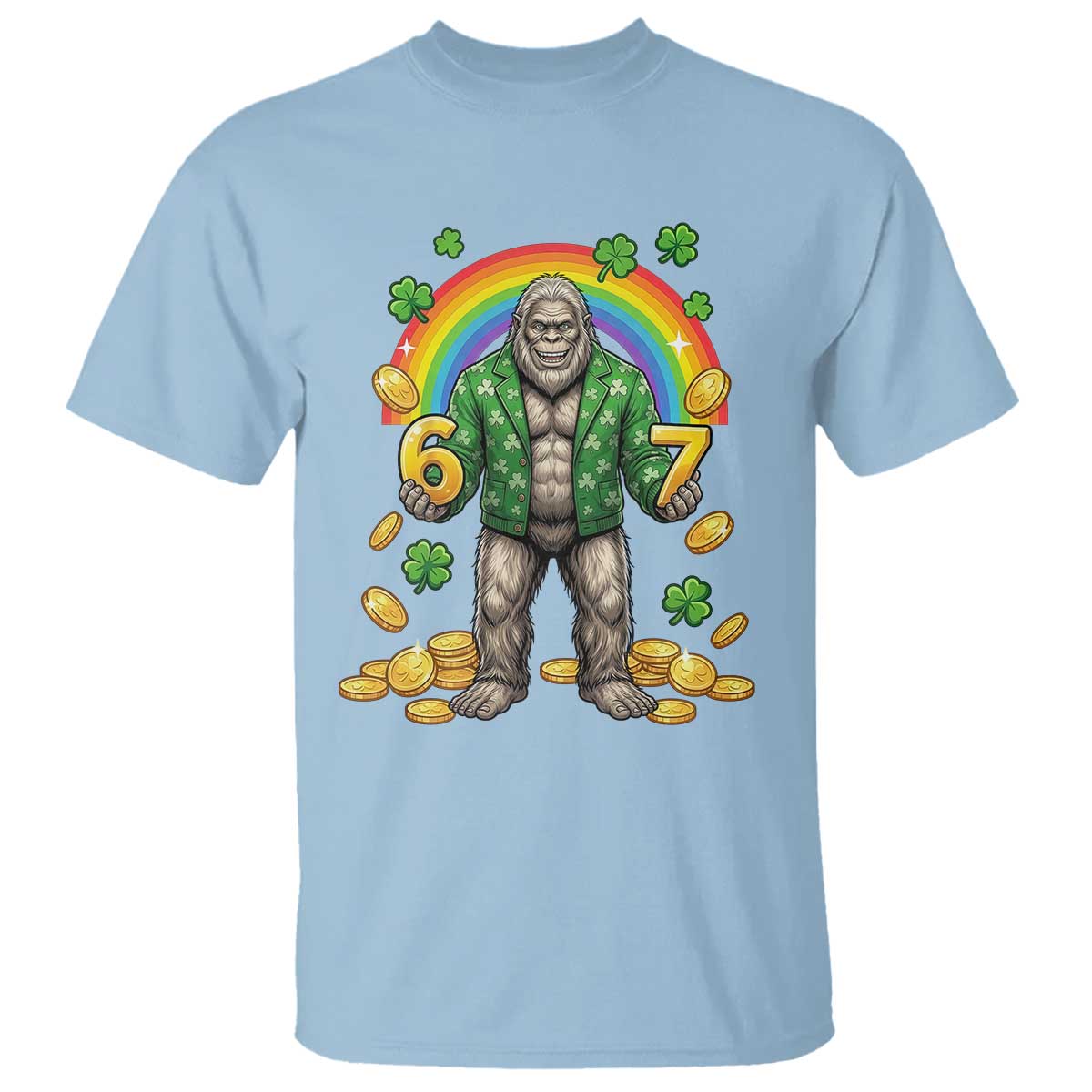 Bigfoot Six Seven Meme T Shirt Funny St Patricks Day Gift