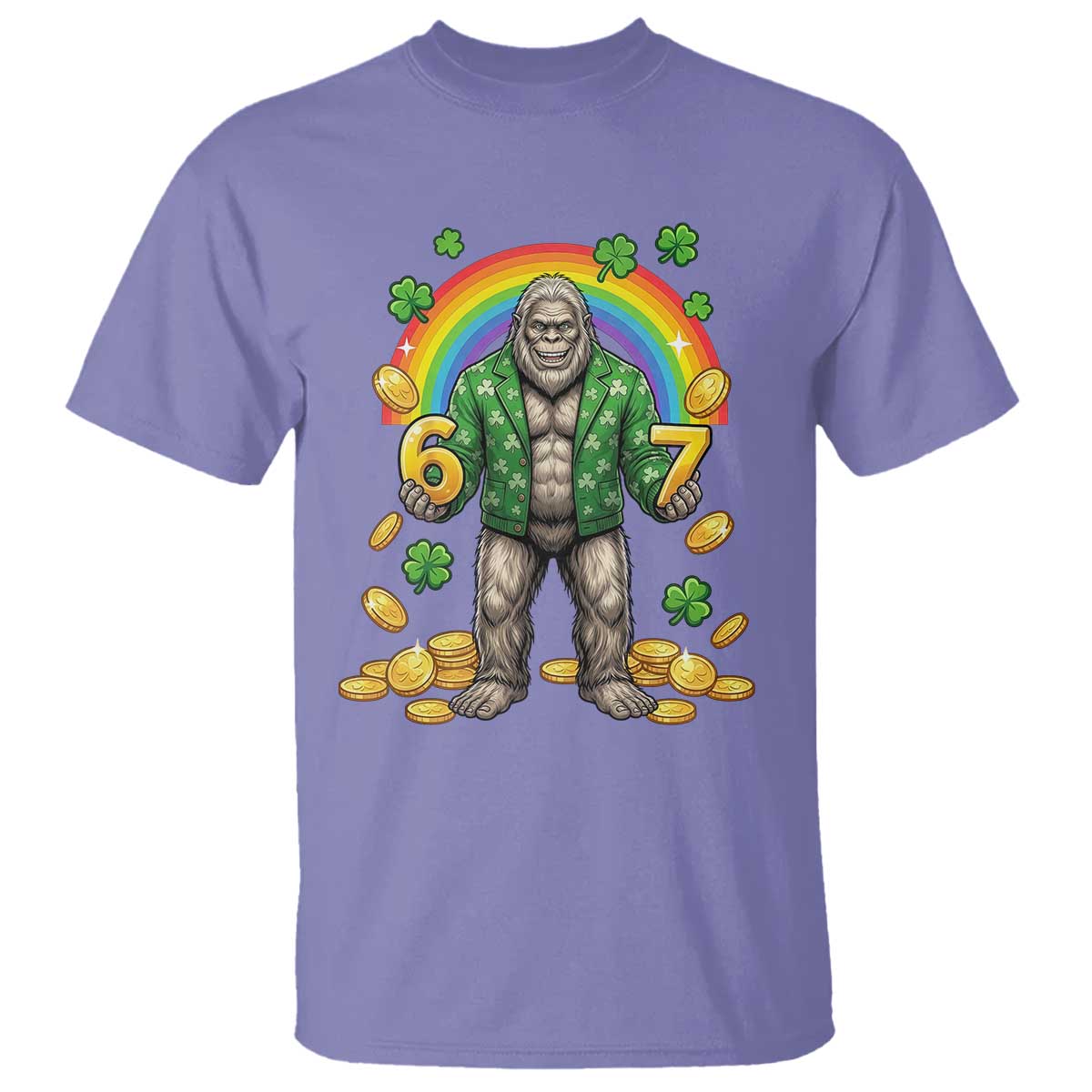 Bigfoot Six Seven Meme T Shirt Funny St Patricks Day Gift