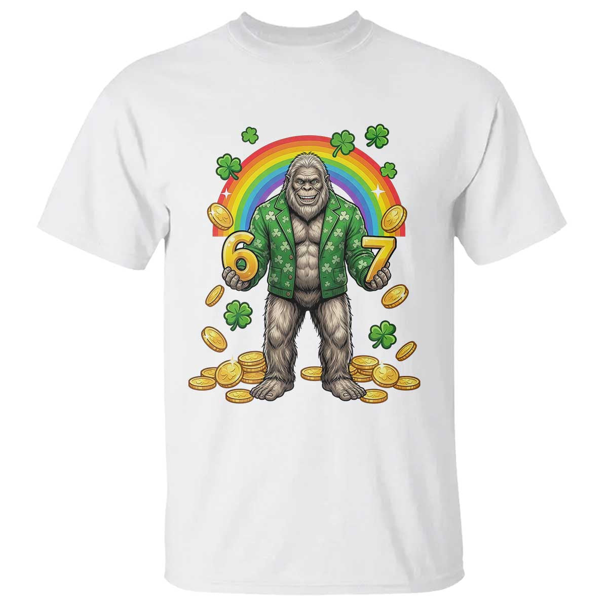 Bigfoot Six Seven Meme T Shirt Funny St Patricks Day Gift