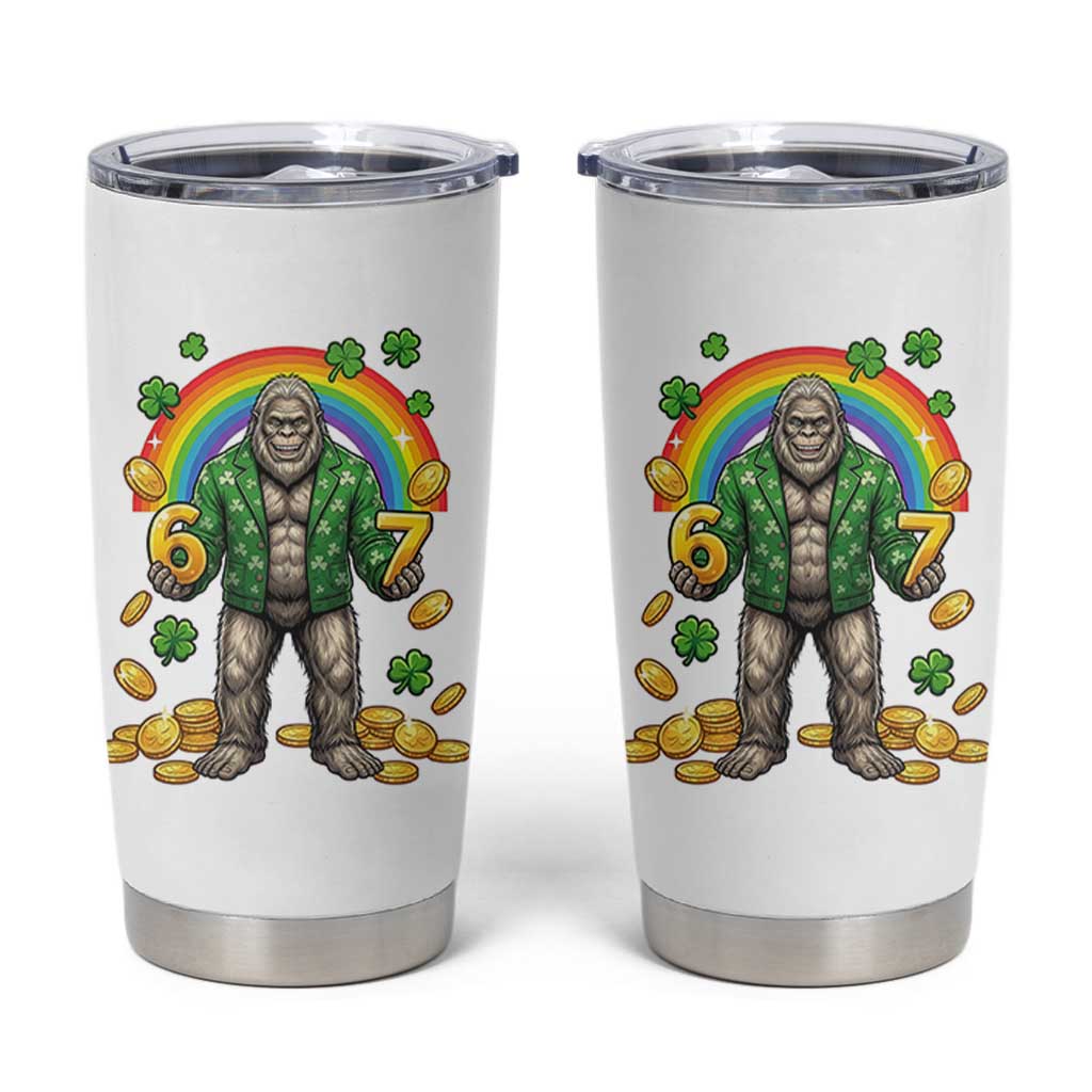 Bigfoot Six Seven Meme Tumbler Cup Funny St Patricks Day Gift