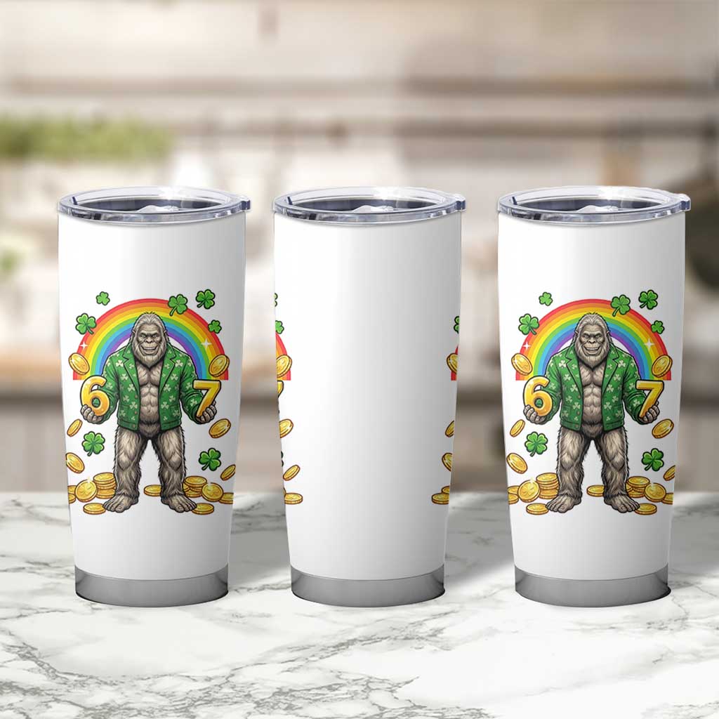Bigfoot Six Seven Meme Tumbler Cup Funny St Patricks Day Gift