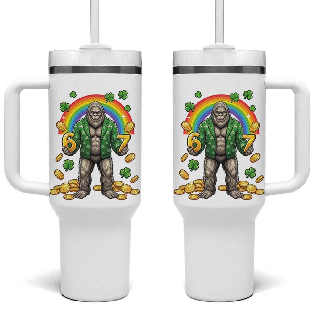 Bigfoot Six Seven Meme Tumbler With Handle Funny St Patricks Day Gift