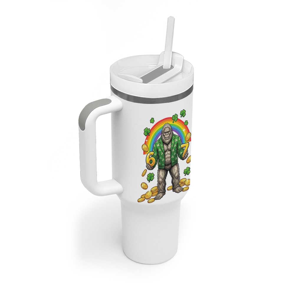 Bigfoot Six Seven Meme Tumbler With Handle Funny St Patricks Day Gift