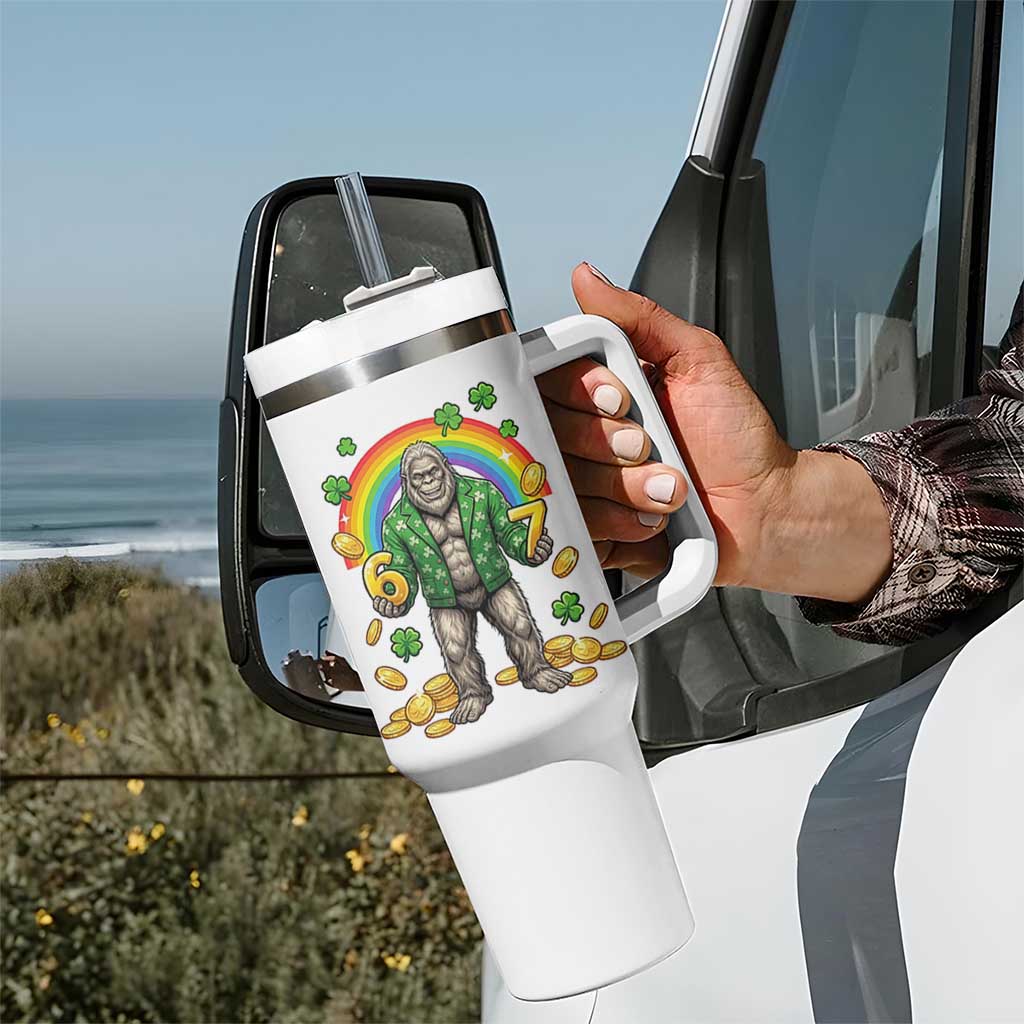 Bigfoot Six Seven Meme Tumbler With Handle Funny St Patricks Day Gift