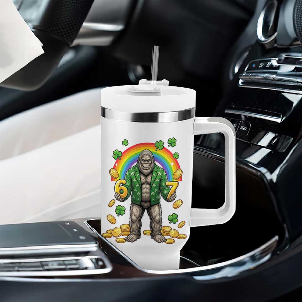 Bigfoot Six Seven Meme Tumbler With Handle Funny St Patricks Day Gift