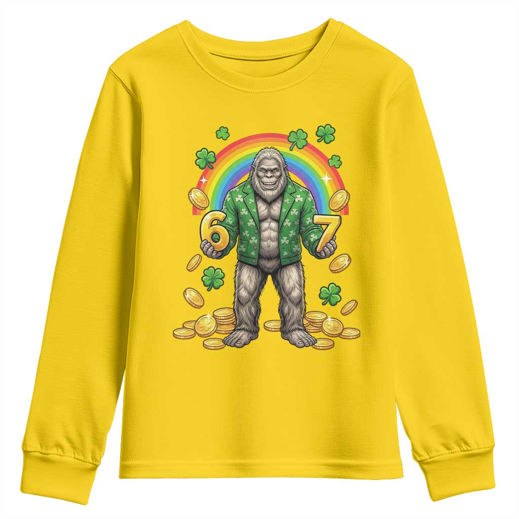 Bigfoot Six Seven Meme Youth Sweatshirt Funny St Patricks Day Gift