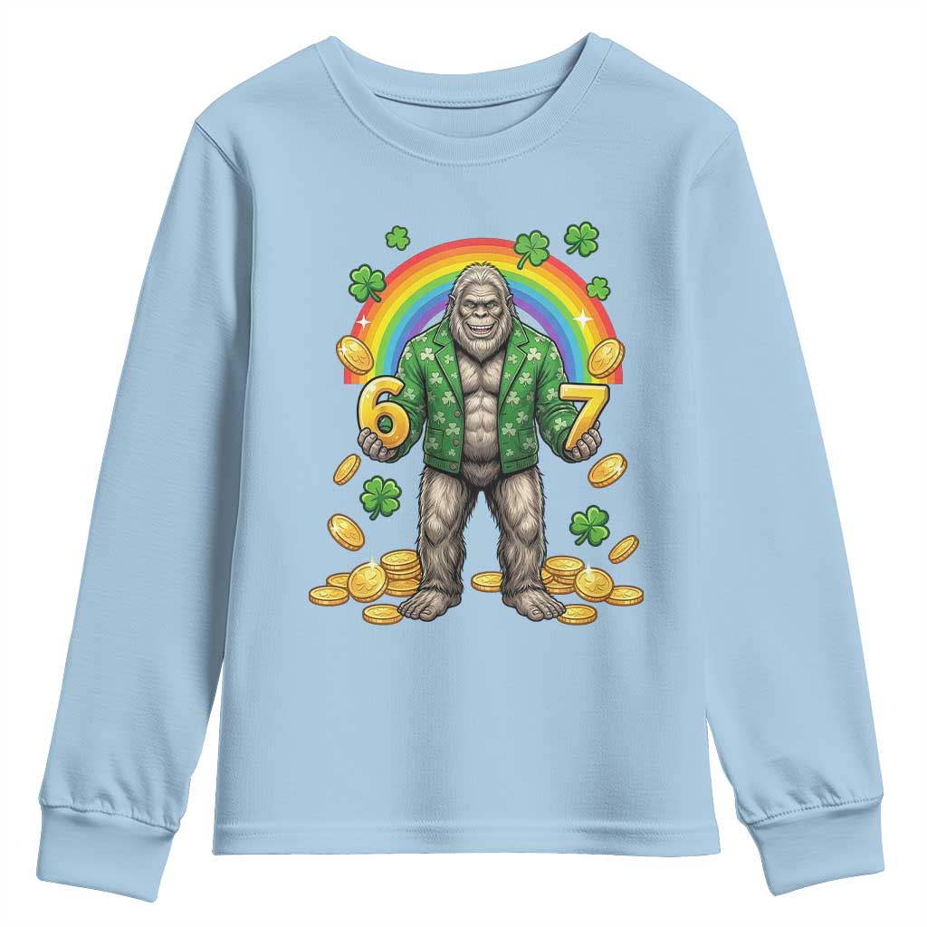 Bigfoot Six Seven Meme Youth Sweatshirt Funny St Patricks Day Gift
