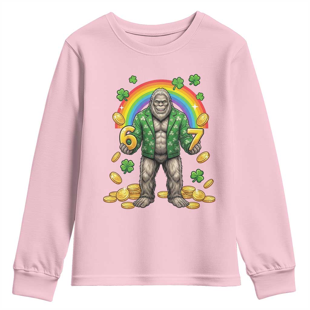 Bigfoot Six Seven Meme Youth Sweatshirt Funny St Patricks Day Gift