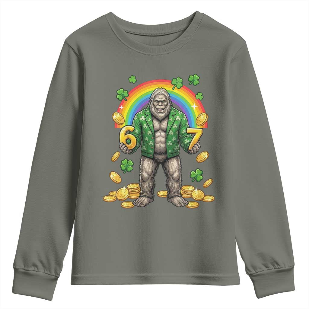 Bigfoot Six Seven Meme Youth Sweatshirt Funny St Patricks Day Gift