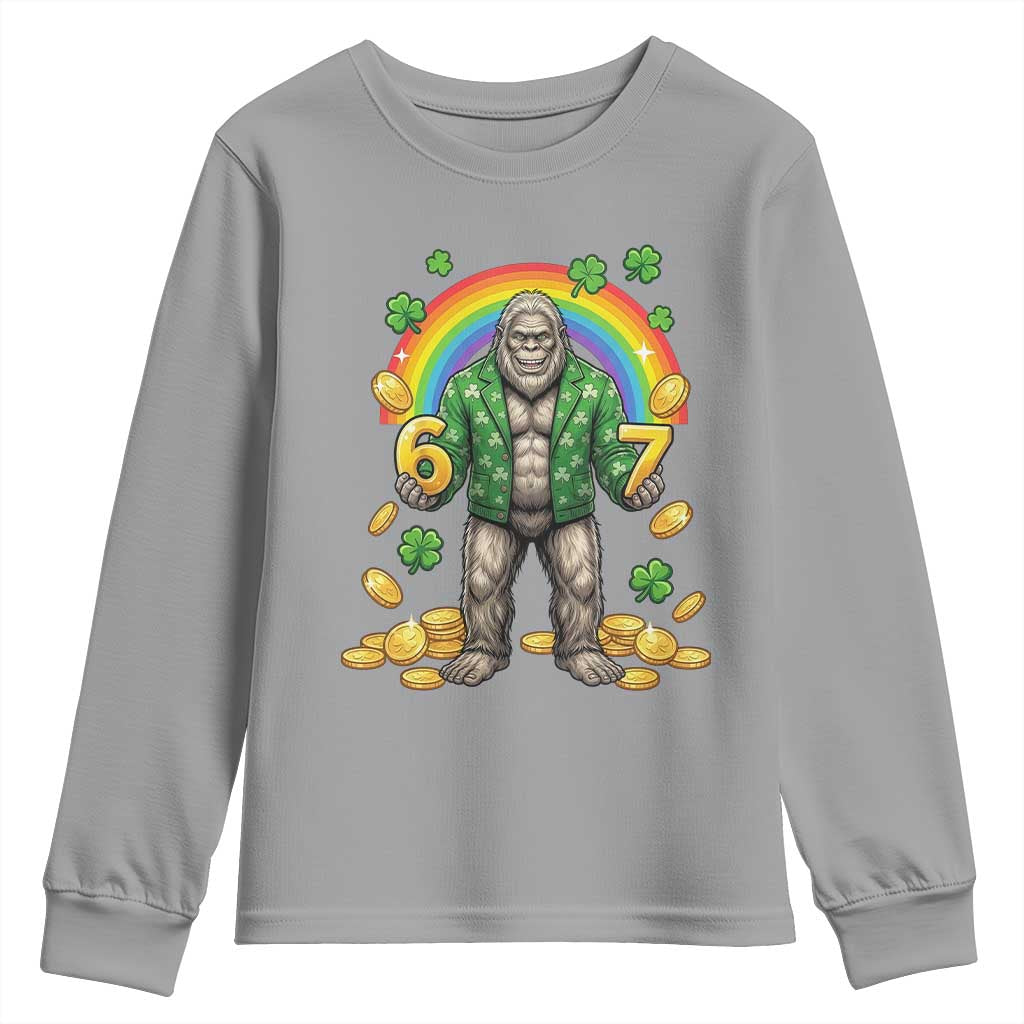 Bigfoot Six Seven Meme Youth Sweatshirt Funny St Patricks Day Gift