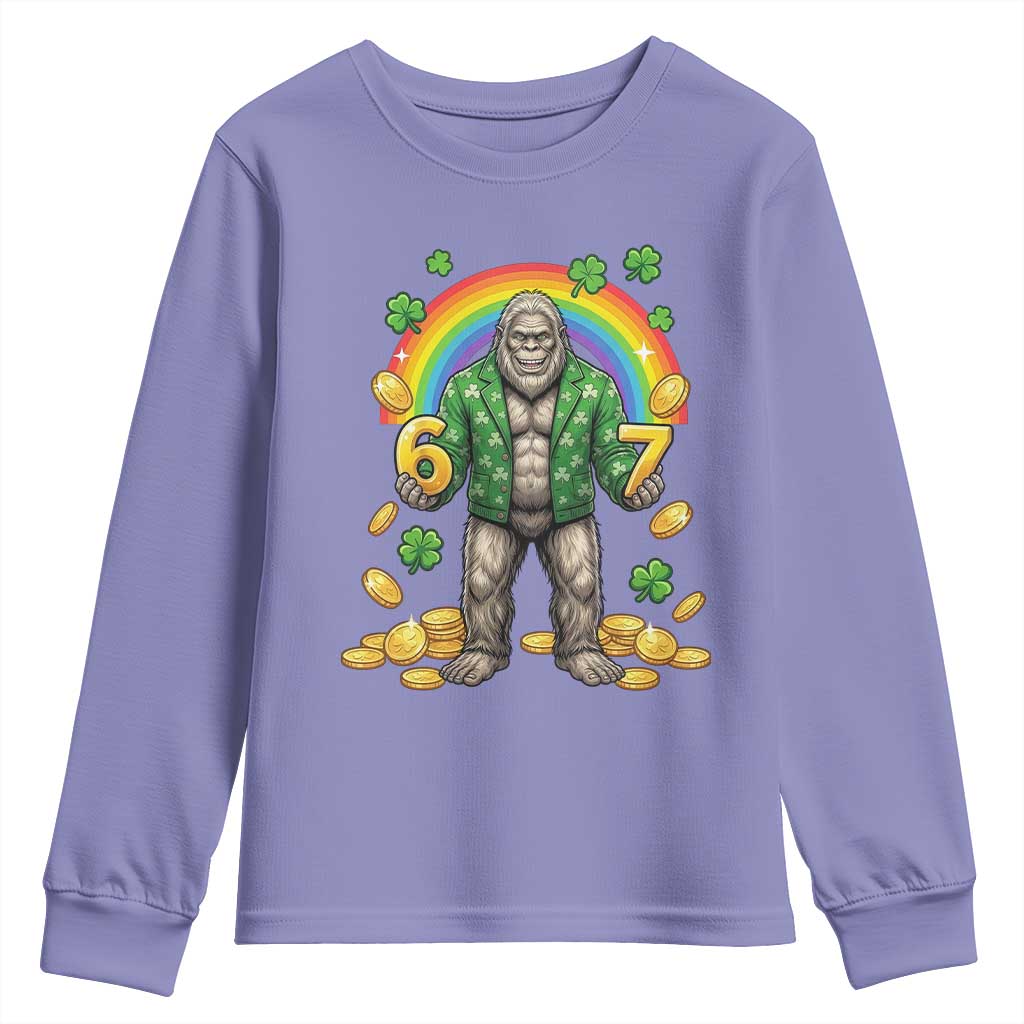 Bigfoot Six Seven Meme Youth Sweatshirt Funny St Patricks Day Gift