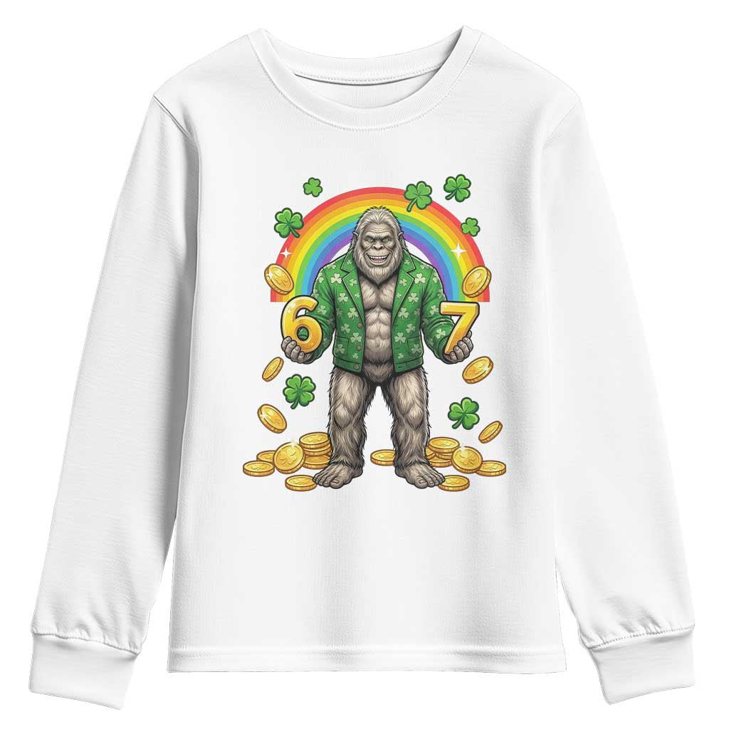 Bigfoot Six Seven Meme Youth Sweatshirt Funny St Patricks Day Gift