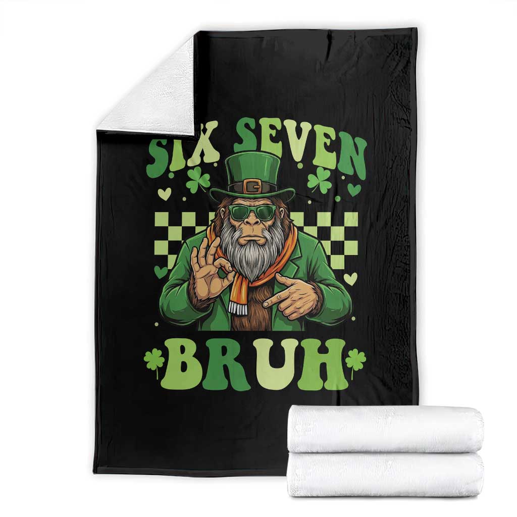 Bigfoot Six Seven Bruh Throw Blanket Gen Z Irish Gift