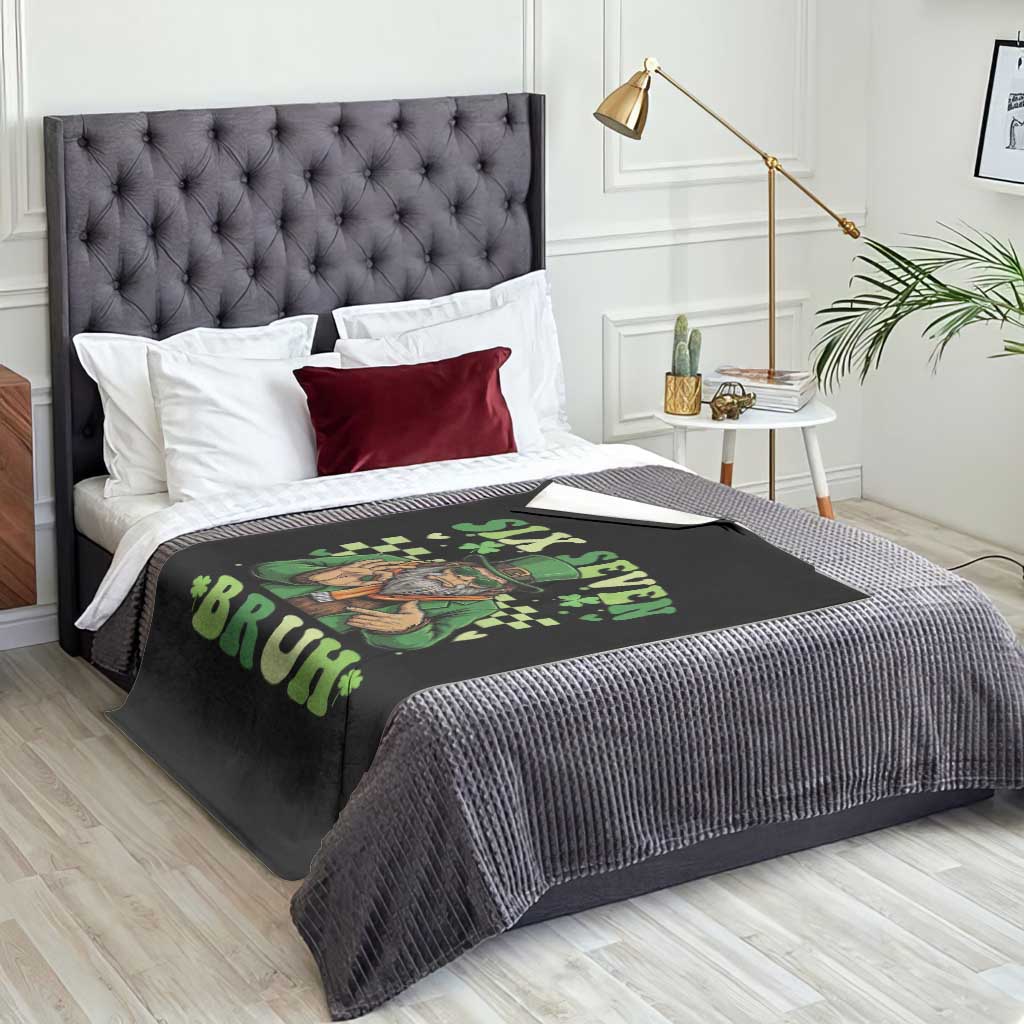 Bigfoot Six Seven Bruh Throw Blanket Gen Z Irish Gift