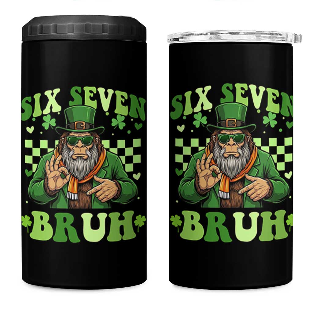 Bigfoot Six Seven Bruh 4 in 1 Can Cooler Tumbler Gen Z Irish Gift