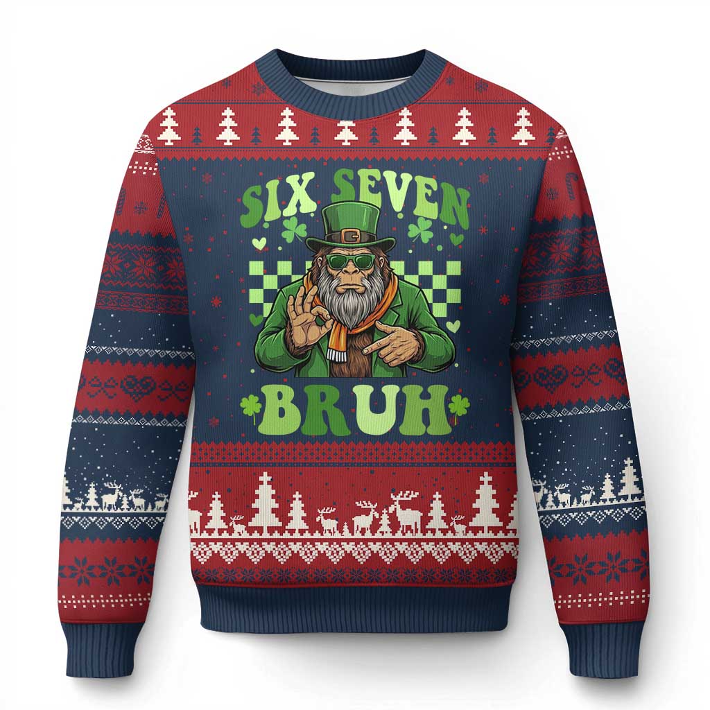Bigfoot Six Seven Bruh Ugly Christmas Sweater Gen Z Irish Gift
