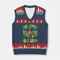 Bigfoot Six Seven Bruh V-Neck Knit Sweater Vest Gen Z Irish Gift