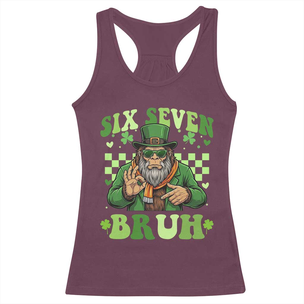 Bigfoot Six Seven Bruh Racerback Tank Top Gen Z Irish Gift