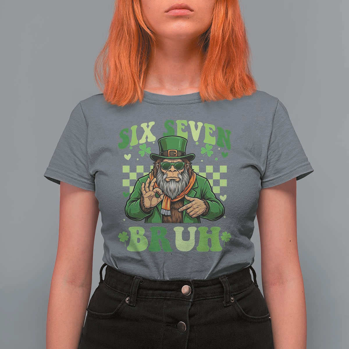 Bigfoot Six Seven Bruh T Shirt For Women Gen Z Irish Gift