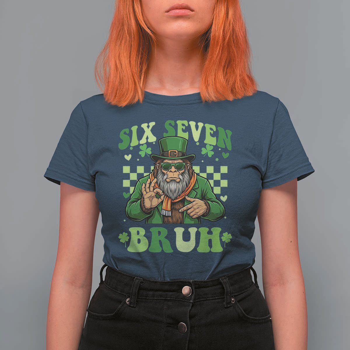 Bigfoot Six Seven Bruh T Shirt For Women Gen Z Irish Gift