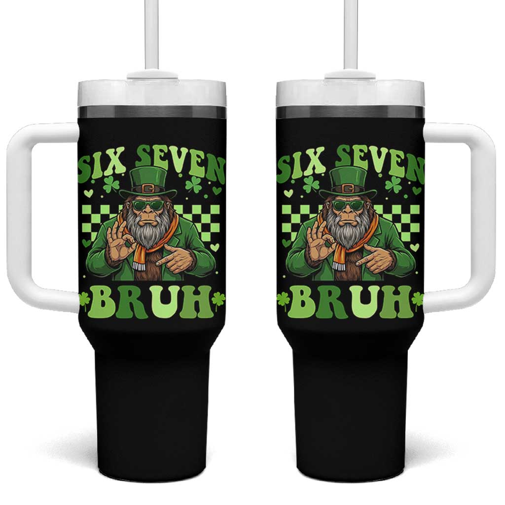 Bigfoot Six Seven Bruh Tumbler With Handle Gen Z Irish Gift