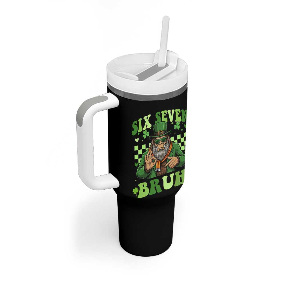Bigfoot Six Seven Bruh Tumbler With Handle Gen Z Irish Gift