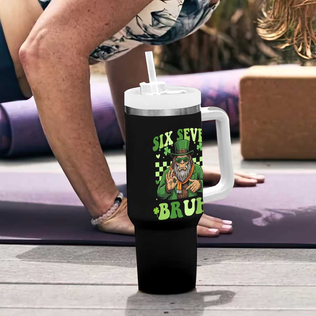Bigfoot Six Seven Bruh Tumbler With Handle Gen Z Irish Gift