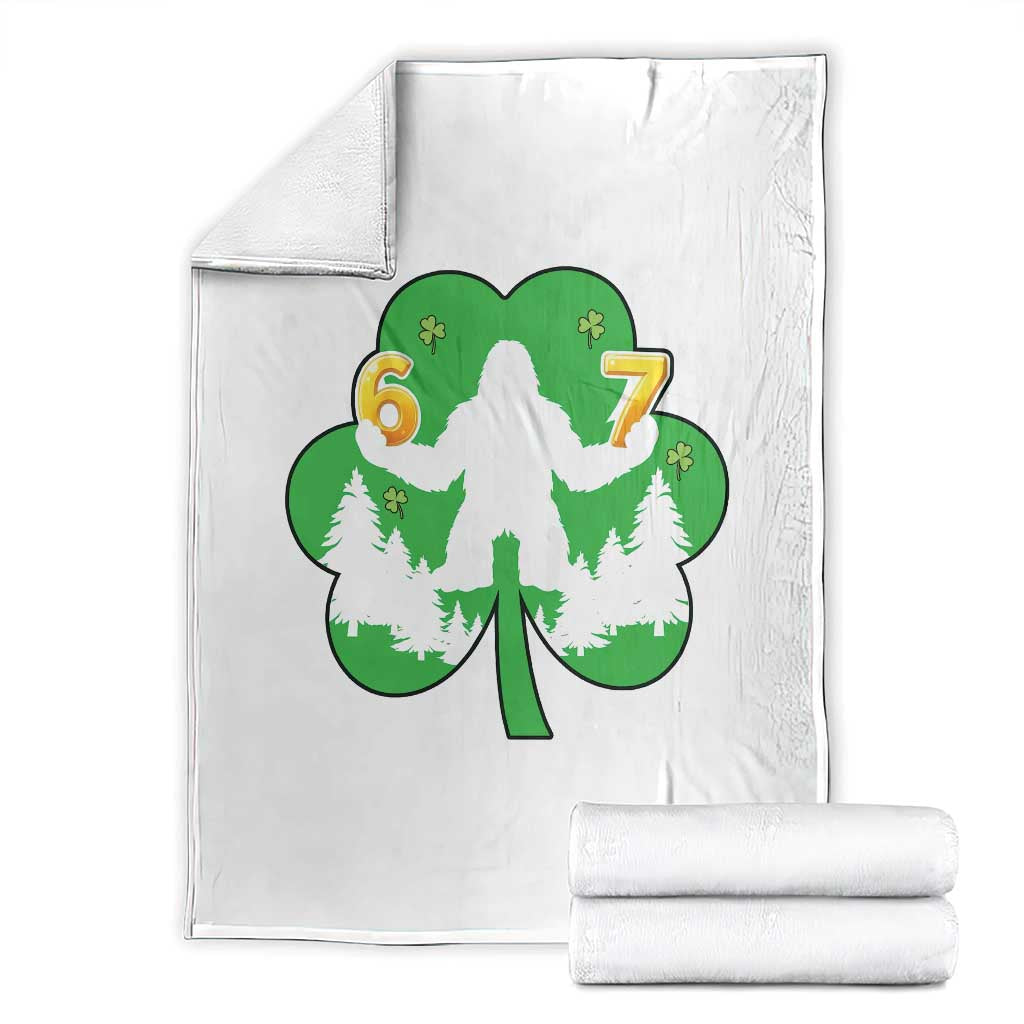 St Patricks Day Bigfoot Shamrock Throw Blanket Six Seven Meme