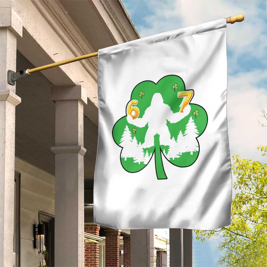 St Patricks Day Bigfoot Shamrock Garden Flag Six Seven Meme