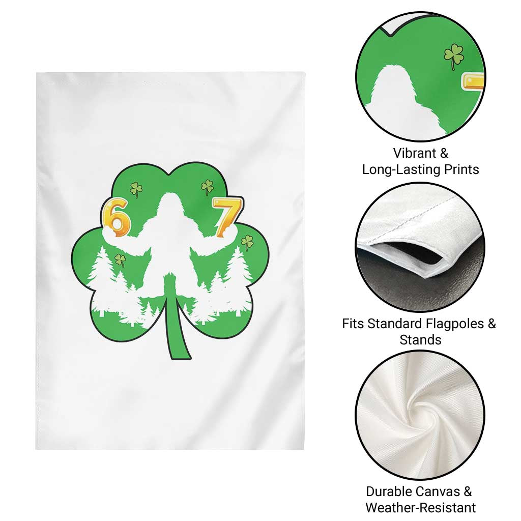 St Patricks Day Bigfoot Shamrock Garden Flag Six Seven Meme