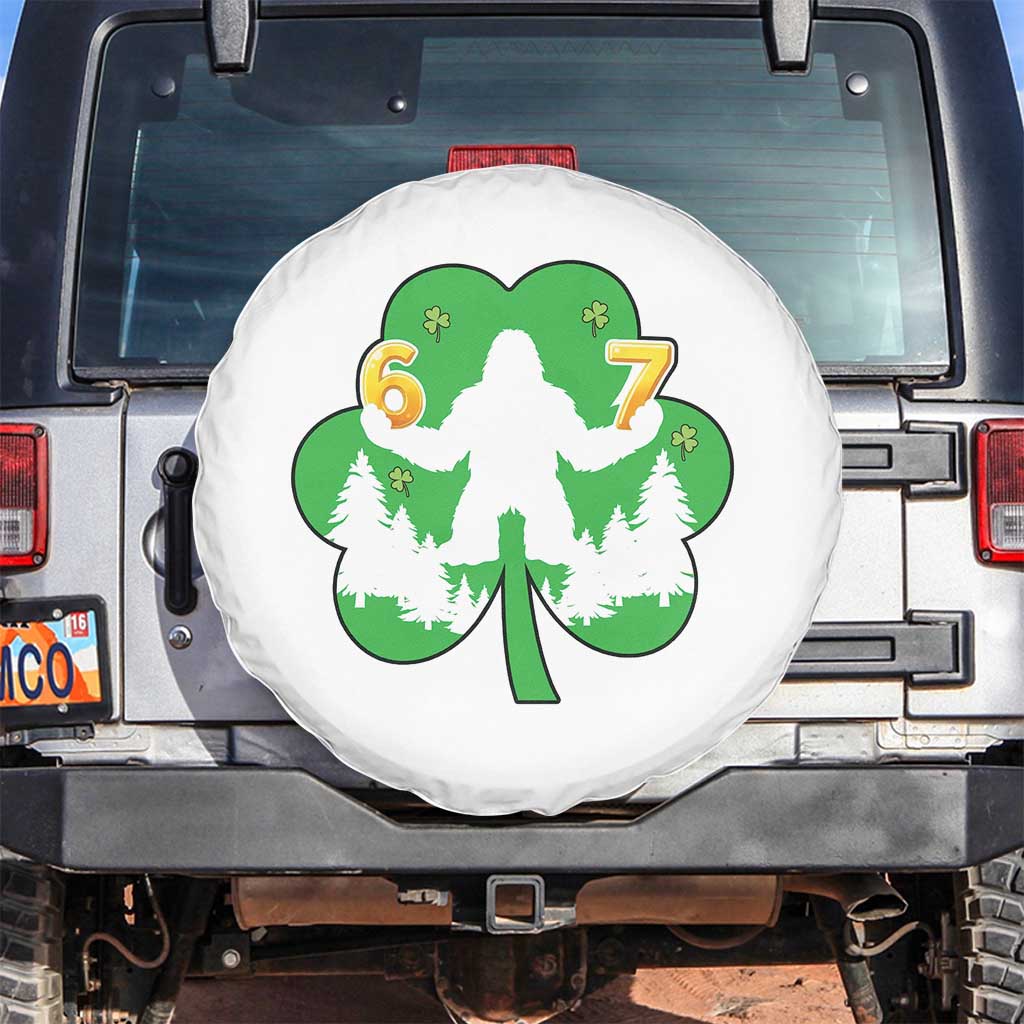 St Patricks Day Bigfoot Shamrock Spare Tire Cover Six Seven Meme
