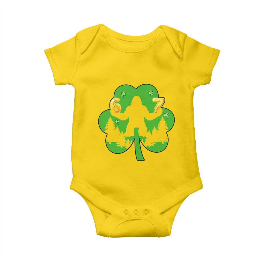 St Patricks Day Bigfoot Shamrock Baby Onesie Six Seven Meme