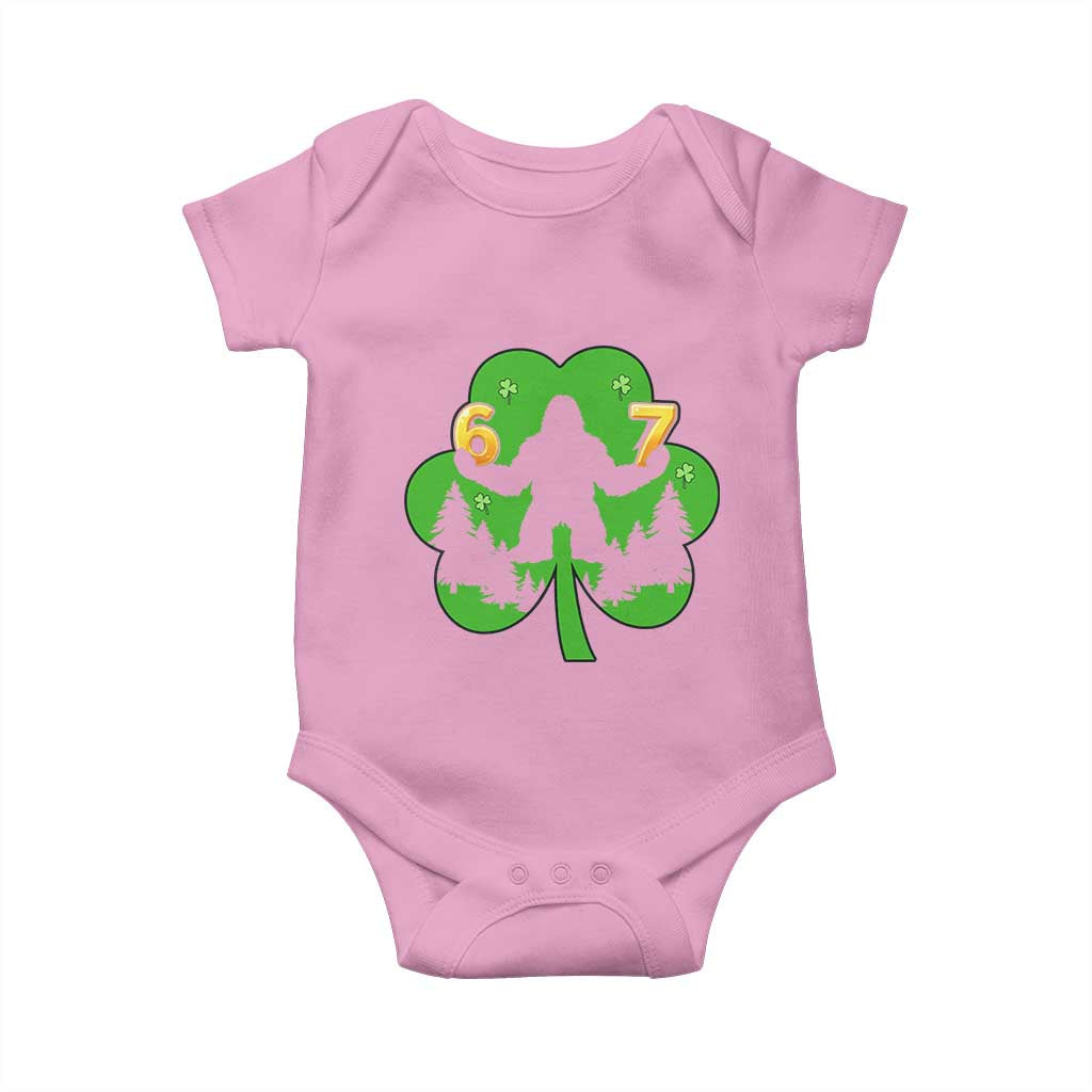 St Patricks Day Bigfoot Shamrock Baby Onesie Six Seven Meme