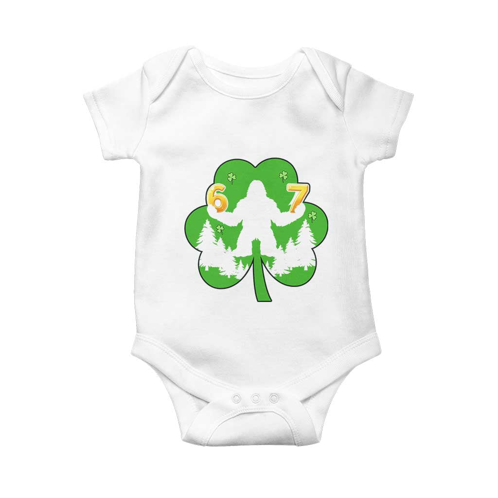 St Patricks Day Bigfoot Shamrock Baby Onesie Six Seven Meme