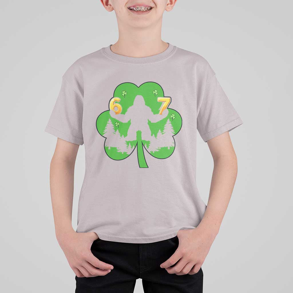 St Patricks Day Bigfoot Shamrock T Shirt For Kid Six Seven Meme