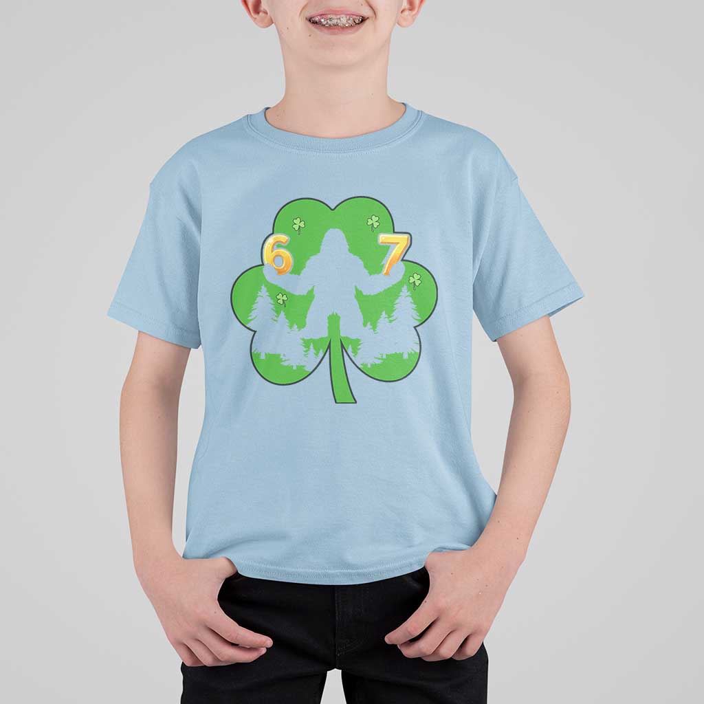 St Patricks Day Bigfoot Shamrock T Shirt For Kid Six Seven Meme