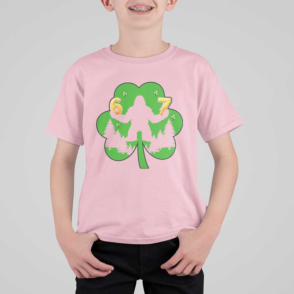 St Patricks Day Bigfoot Shamrock T Shirt For Kid Six Seven Meme