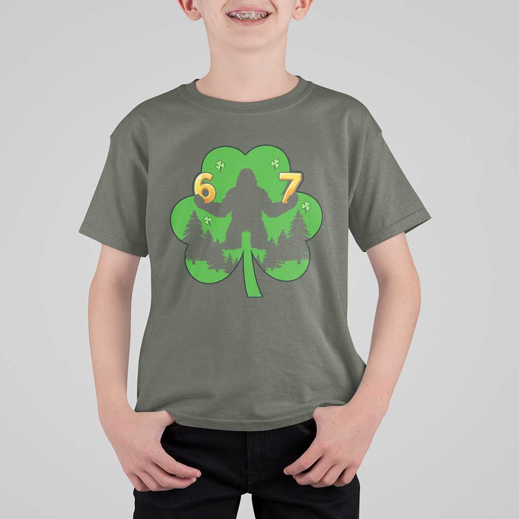 St Patricks Day Bigfoot Shamrock T Shirt For Kid Six Seven Meme