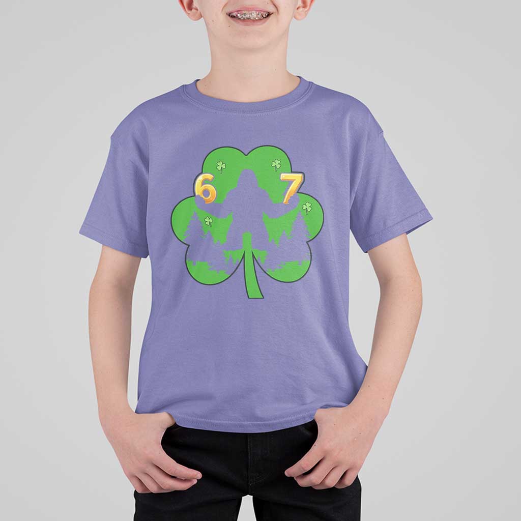 St Patricks Day Bigfoot Shamrock T Shirt For Kid Six Seven Meme