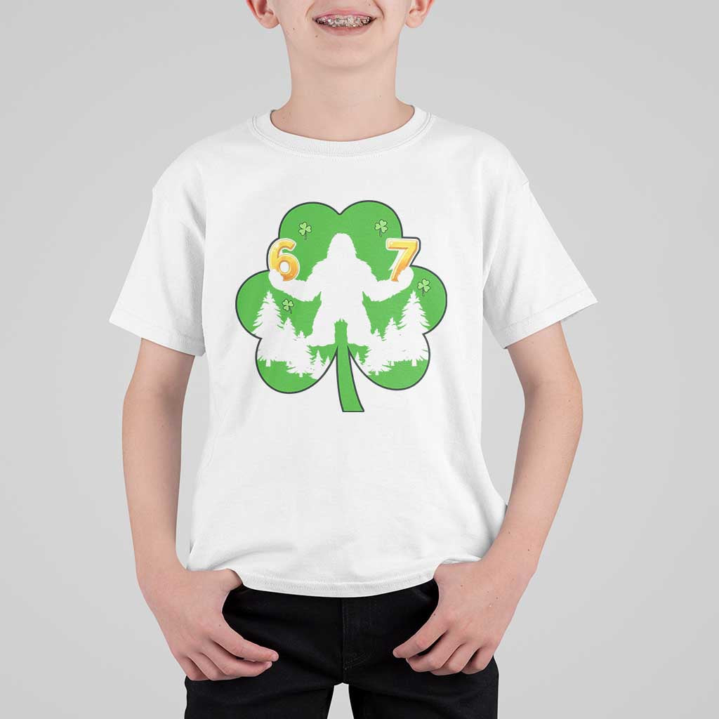 St Patricks Day Bigfoot Shamrock T Shirt For Kid Six Seven Meme