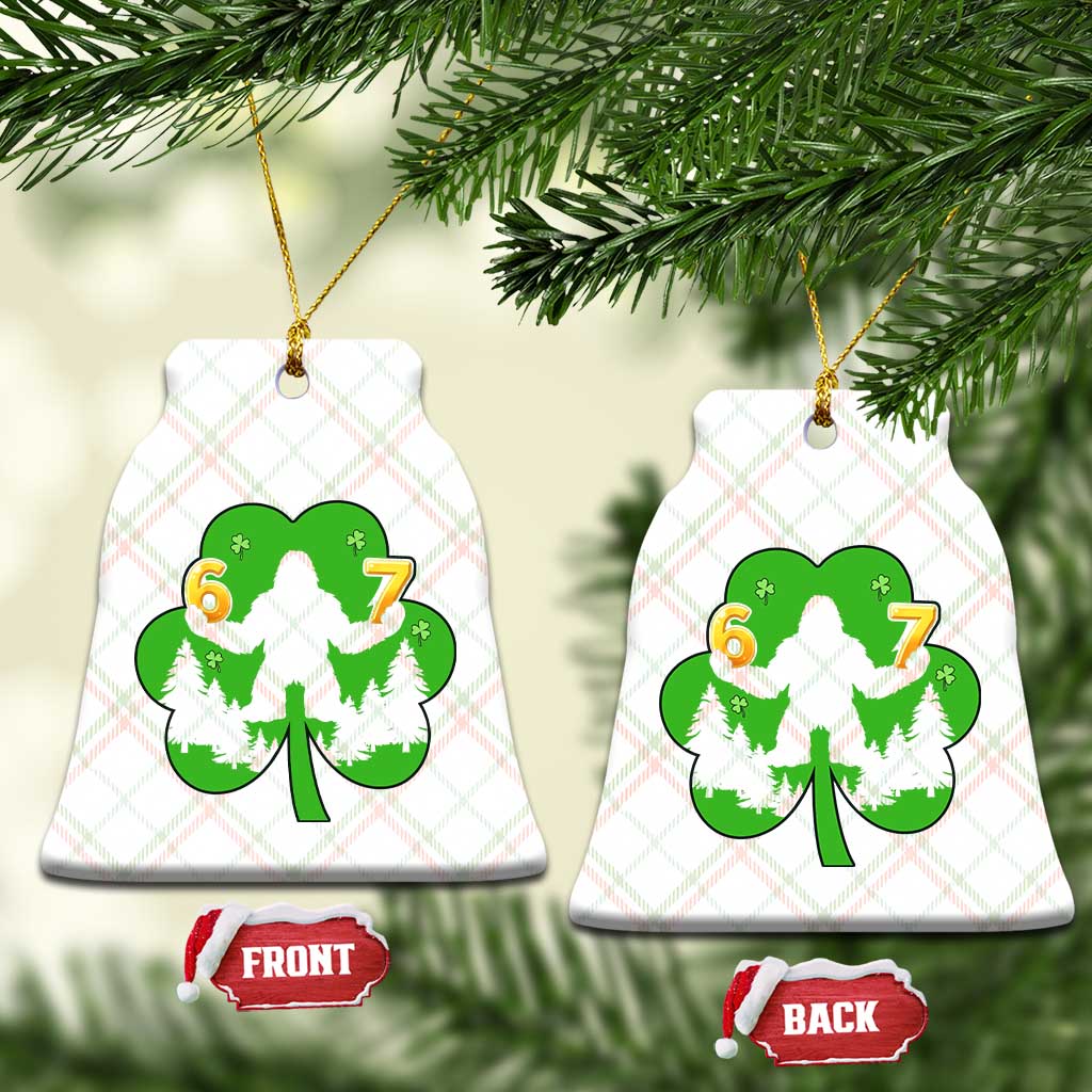 St Patricks Day Bigfoot Shamrock Ceramic Ornament Six Seven Meme