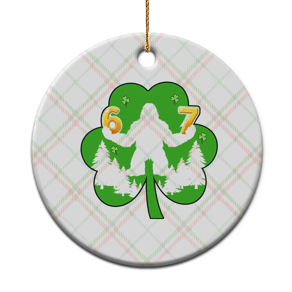 St Patricks Day Bigfoot Shamrock Ceramic Ornament Six Seven Meme