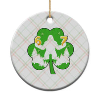 St Patricks Day Bigfoot Shamrock Ceramic Ornament Six Seven Meme